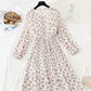 Ruffled floral dress shows thin skirt  4061