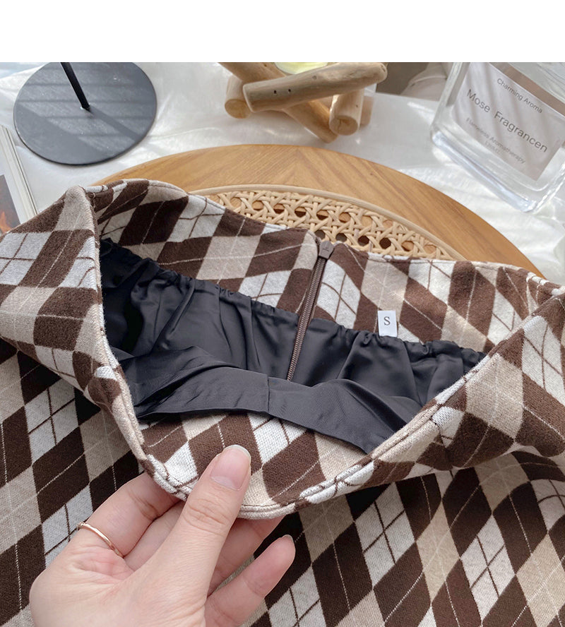 Mode im Hongkong-Stil Retro-Lingge-Stoff mit hoher Taille Hüftwickelrock 5542