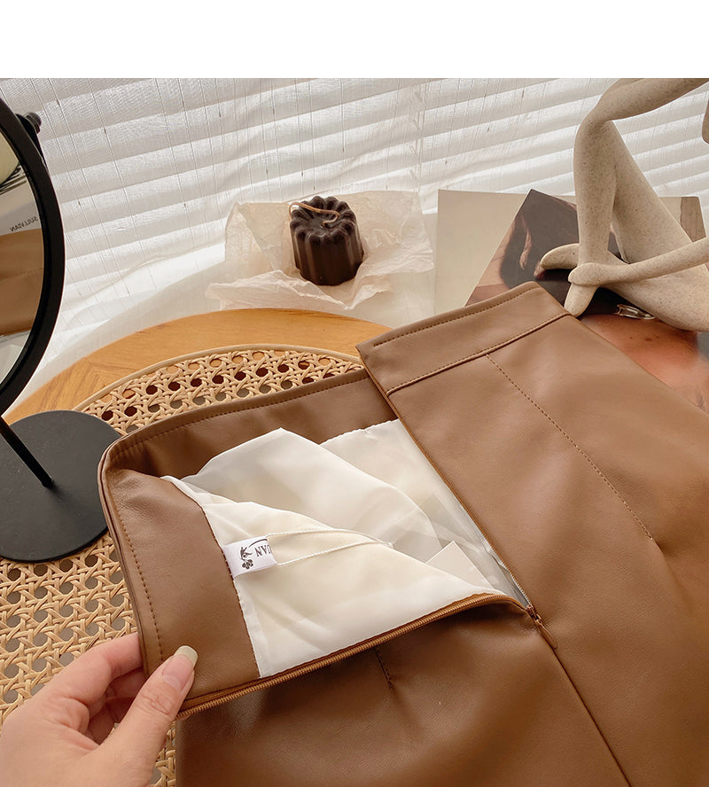 New Korean minority fashion pleated and split A-line skirt  5637