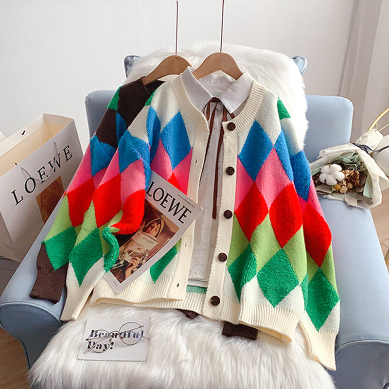 Kontrast Lingge Pullover Mantel Cardigan Design Top 5249