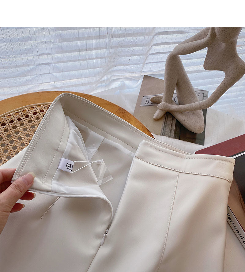High waist pleated Hip Wrap slim design personalized A-line skirt  5563