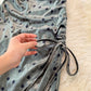 Velvet sexy swing neck long suspender drawstring split dress  3757