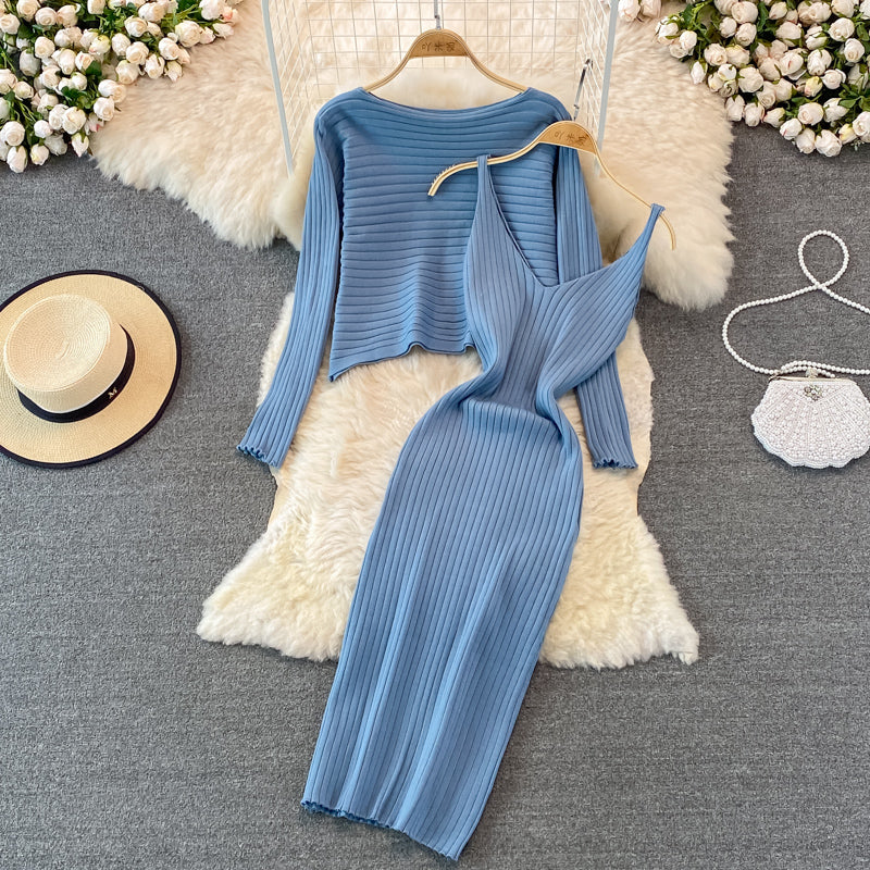 Slim knit suspender dress  3763