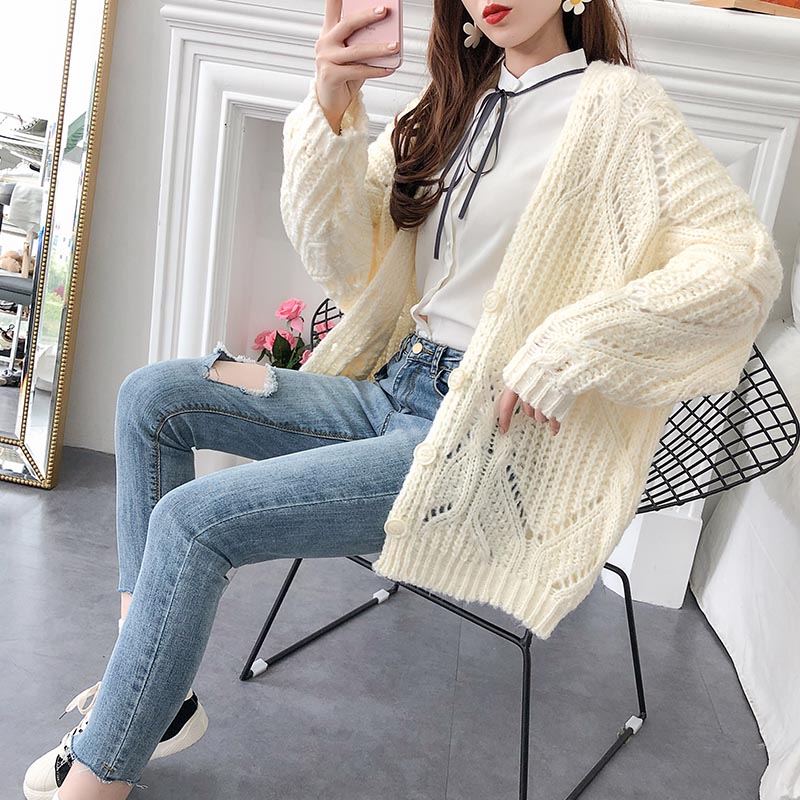 Korean loose hollow out sweater coat 4909