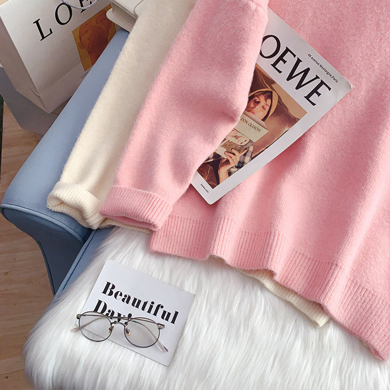 Bestickter Bärenpullover Vielseitiger Pullover für Damen 5029