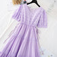 New hollow out Crochet skirt bubble sleeve French fairy dress  4510