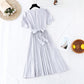 French retro pleated skirt with slim waist  4663