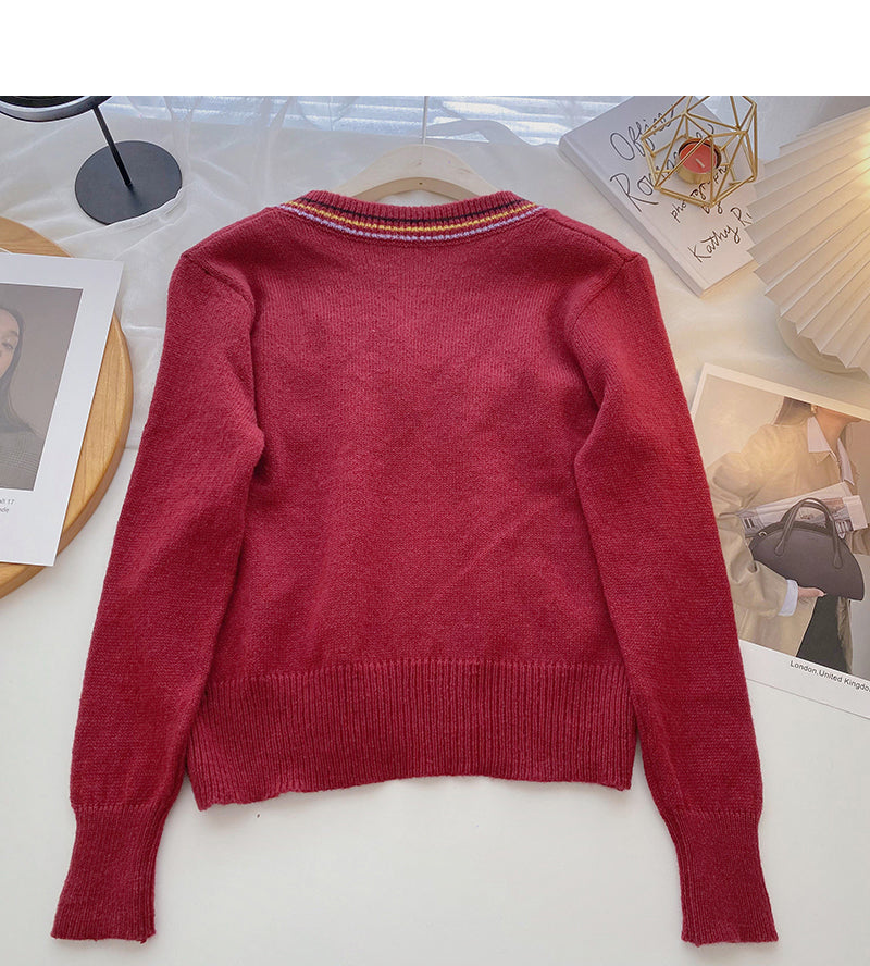 Knitted sweater women's retro fashion versatile  6164