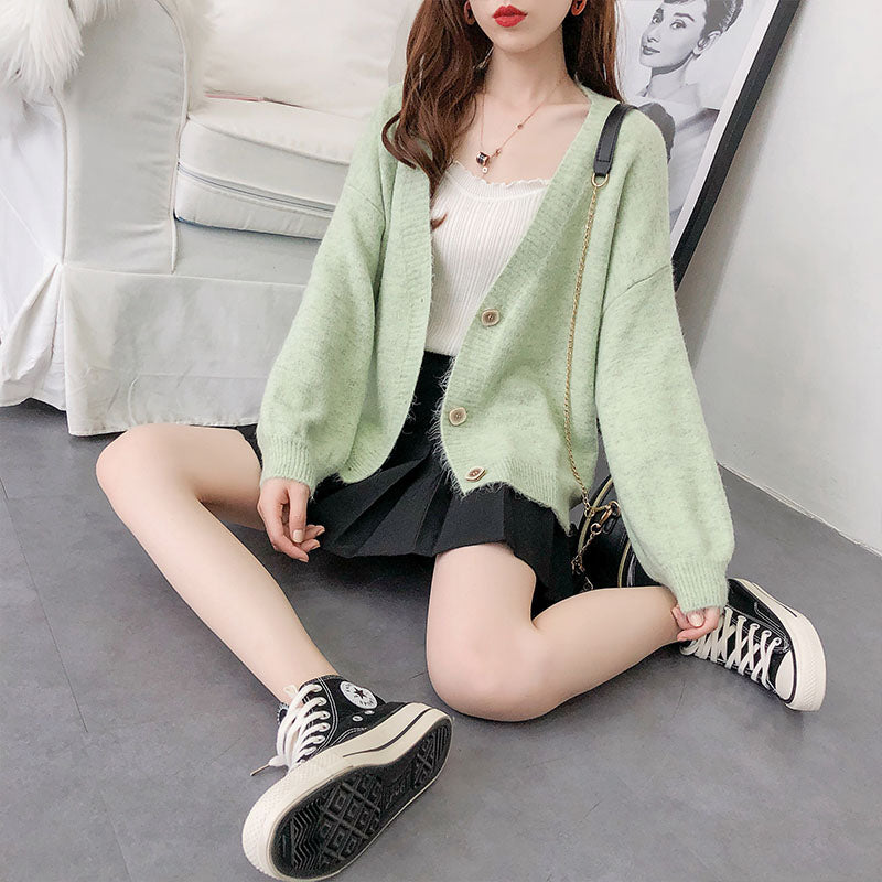 Small fresh knitted cardigan foreign coat  5269