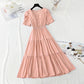 French square neck bubble sleeve fairy skirt with thin temperament  4241