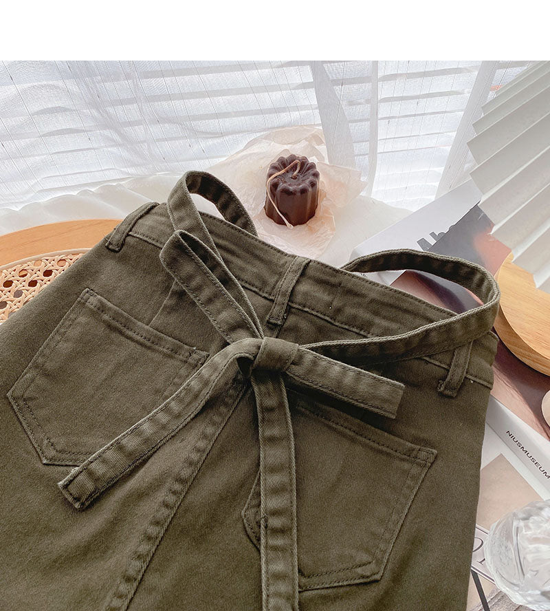 New Korean version versatile personalized bandage high waist A-line skirt  5524