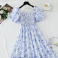 French retro dress with bubble sleeves and slim waist  4270