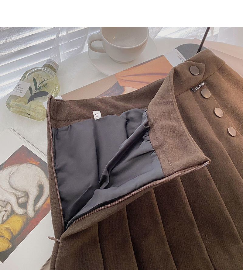 Korean fashion, foreign style, thin and age reducing a-word high waist skirt  5483