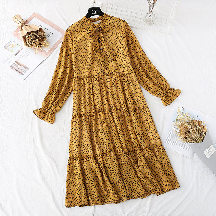 French retro loose bottomed doll long skirt A-line skirt  3984