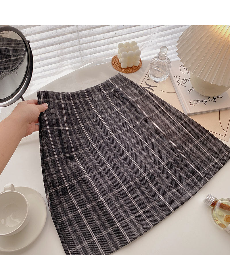 New Korean high waist Hong Kong style retro skirt  5326