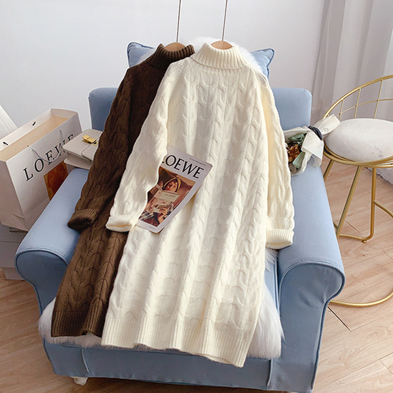 Long bottomed dress with loose thickened inner wool skirt  4928