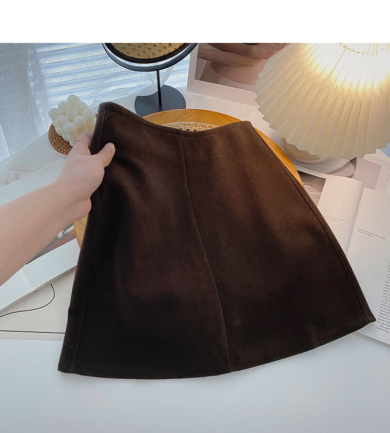Versatile high waist wrap hip slim A-line skirt  5479