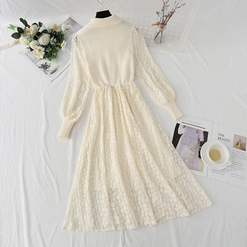 Baby collar dress lace bottomed skirt  4429
