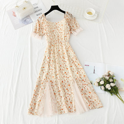 Gentle wind small man floral dress temperament small skirt  4411