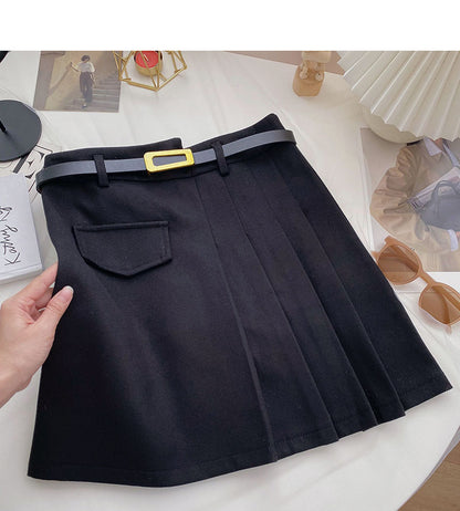 Pleated skirt, irregular, slim, fashionable A-line skirt with belt  5360