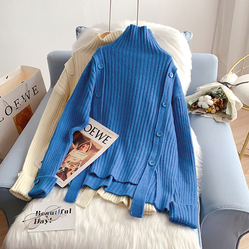 Vintage Strickjacke mit Stehkragen und Knöpfen 5138