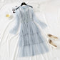 Small retro doll skirt heavy industry lace mesh cake dress  4460