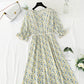 Lady floral dress tea break skirt French Vintage chiffon long skirt  4874