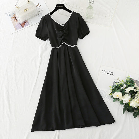Sanftes Windkleid Damen Sommer Teepause langer Rock 4862
