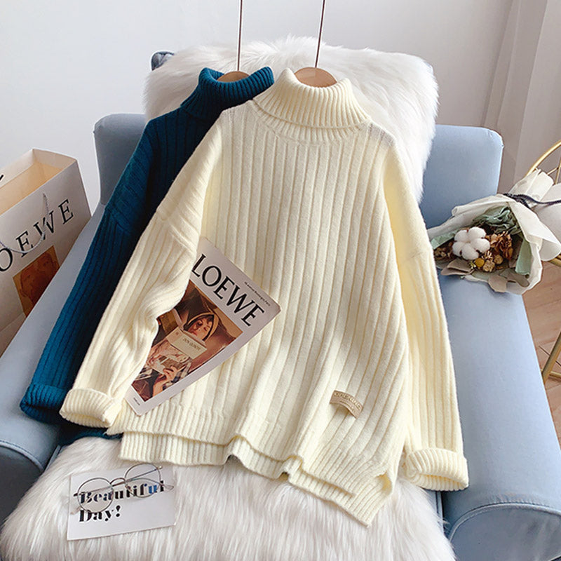 Hochgeschlossener Pullover im ausländischen Stil mit gestricktem Boden 5091