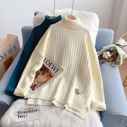 Hochgeschlossener Pullover im ausländischen Stil mit gestricktem Boden 5091