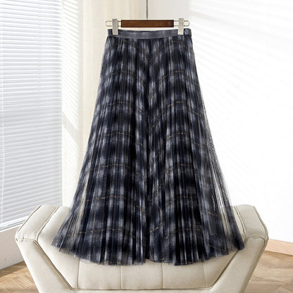 thousand bird shape skirt, high waist pleated skirt, medium and long gauze skirt  3701