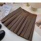 Simple solid color versatile high waist pleated skirt  5351