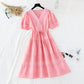 The new gentle cotton linen skirt is slim at the waist. French minority dress  4657
