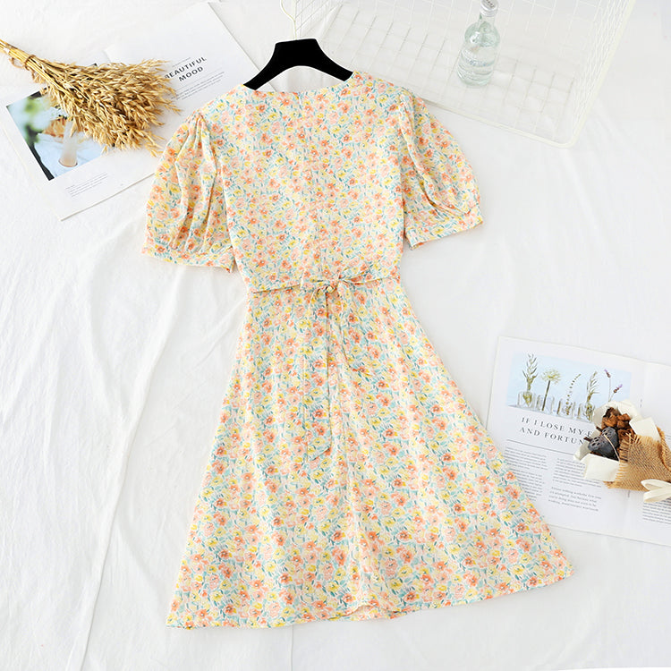 New Style Bubble Sleeve Chiffon sanfter französischer Retro-Rock 4634