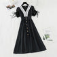 New Lace Waist closing slim bubble sleeve French retro dress  4622