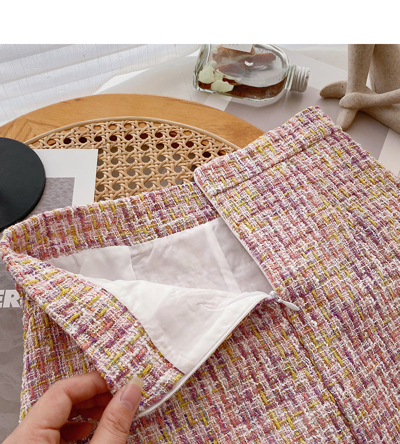 Korean version of A-shaped skirt with thin, fragrant style and tweed  5616
