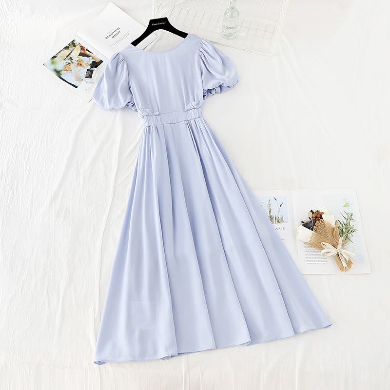Kleid aus Baumwollleinen mit dünner Taille und sanftem Stil 4185