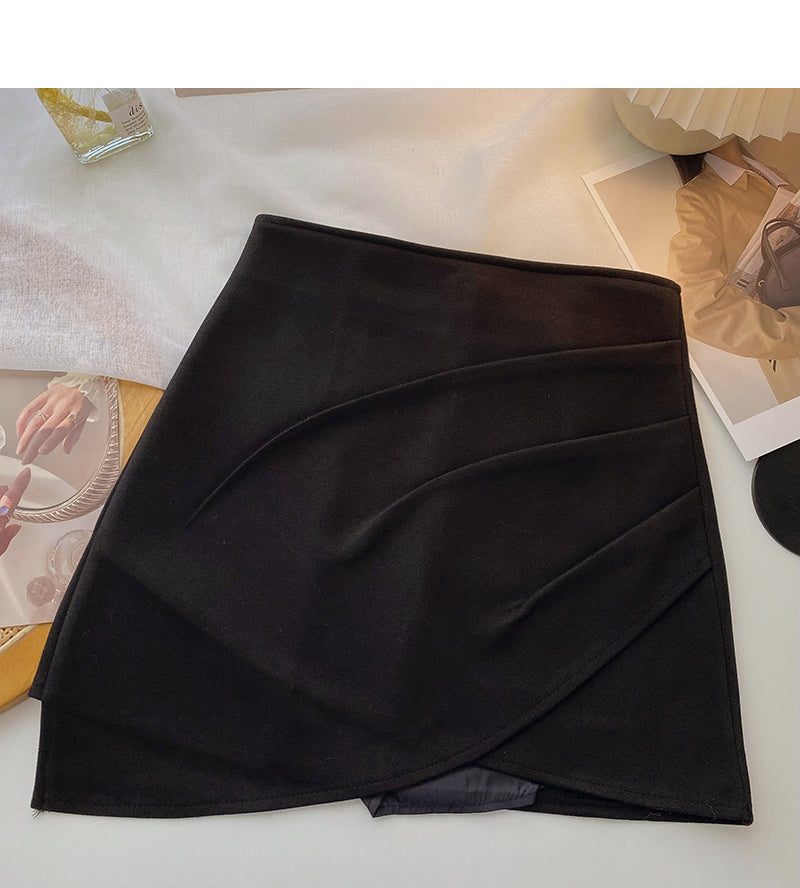 Personalized irregular design wrinkled High Waist Hip Wrap Skirt  5306