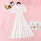 New style baby collar French waist closing skirt with thin temperament  4165