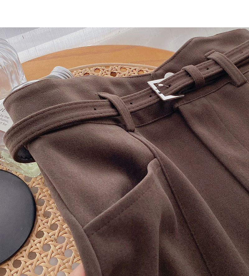 Woolen skirt women's design, versatile casual high waist A-line skirt  5467
