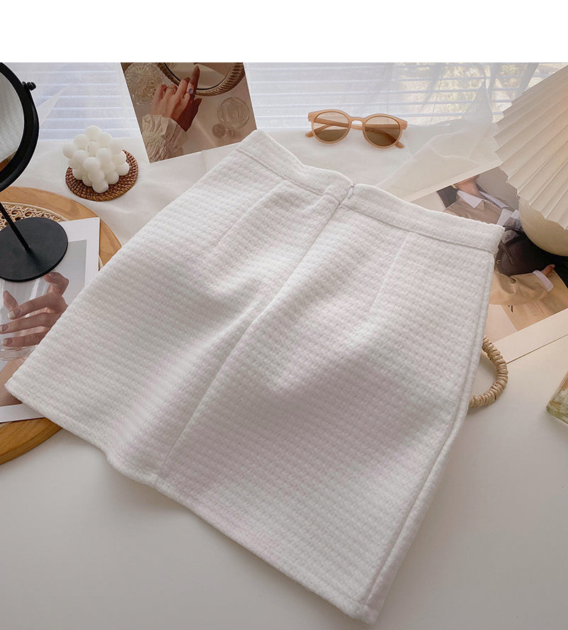 New Korean slim solid high waist A-line skirt  5609
