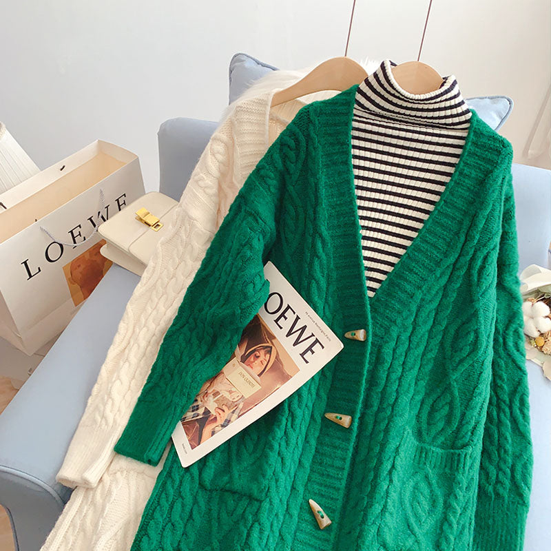 Lazy wind twist long sweater coat female  4927