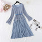 Hollowed out lace blouse Chiffon Dress  3801
