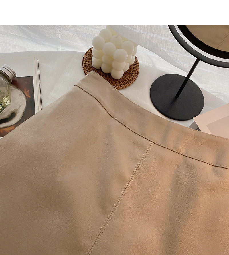 Einfarbiger Rock in A-Linie mit hoher Taille 5406