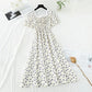 New style square neck Floral Chiffon Skirt French waist closing slim skirt  4675