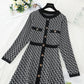 Light mature knitted dress with slim waist  3883