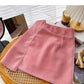 High waist irregular tweed skirt sweet solid color  5354