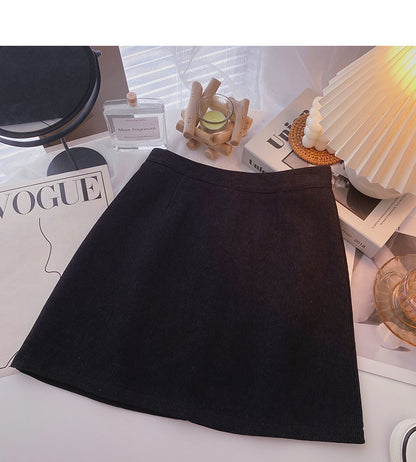 Slim temperament, versatile casual bag hip high waist A-line skirt  5387