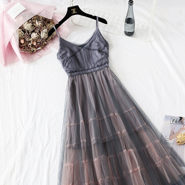 French Hepburn fairy sling gauze dress  3734