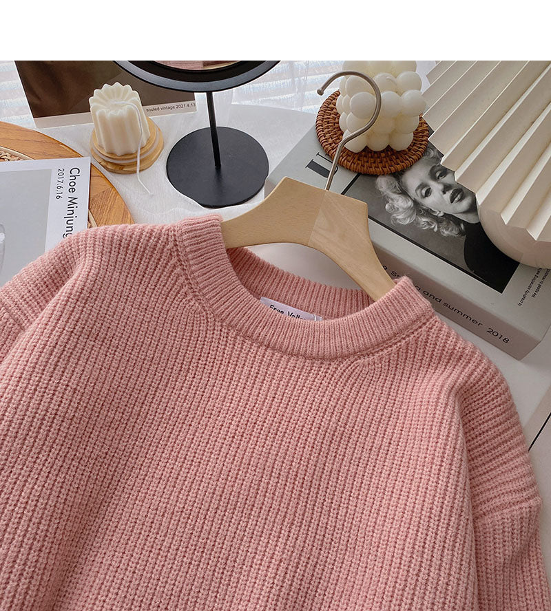 Loses Langarm-Pullover-Oberteil 6030 im koreanischen Stil